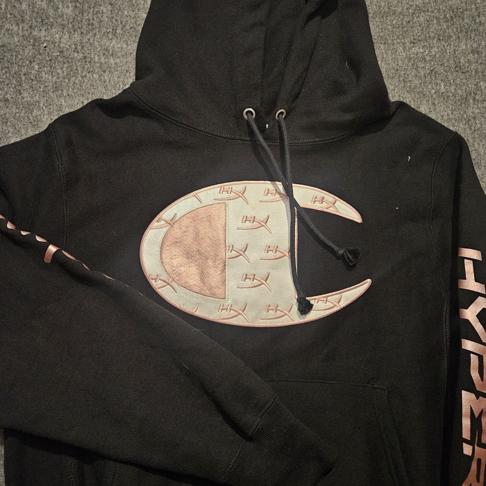 Champion x Hyper X Reverse Weave Hoodie Small Black And Pink Gamers